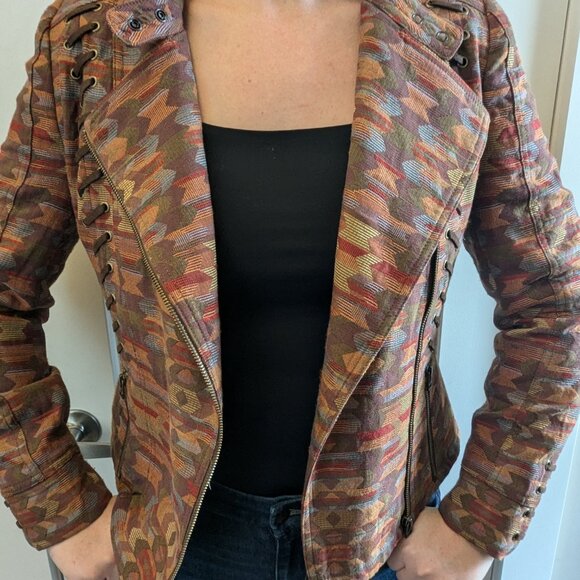 Unique Bianca Nygard Zip Jacket with Lace-Up Detailing – Size Medium - Picture 7 of 8